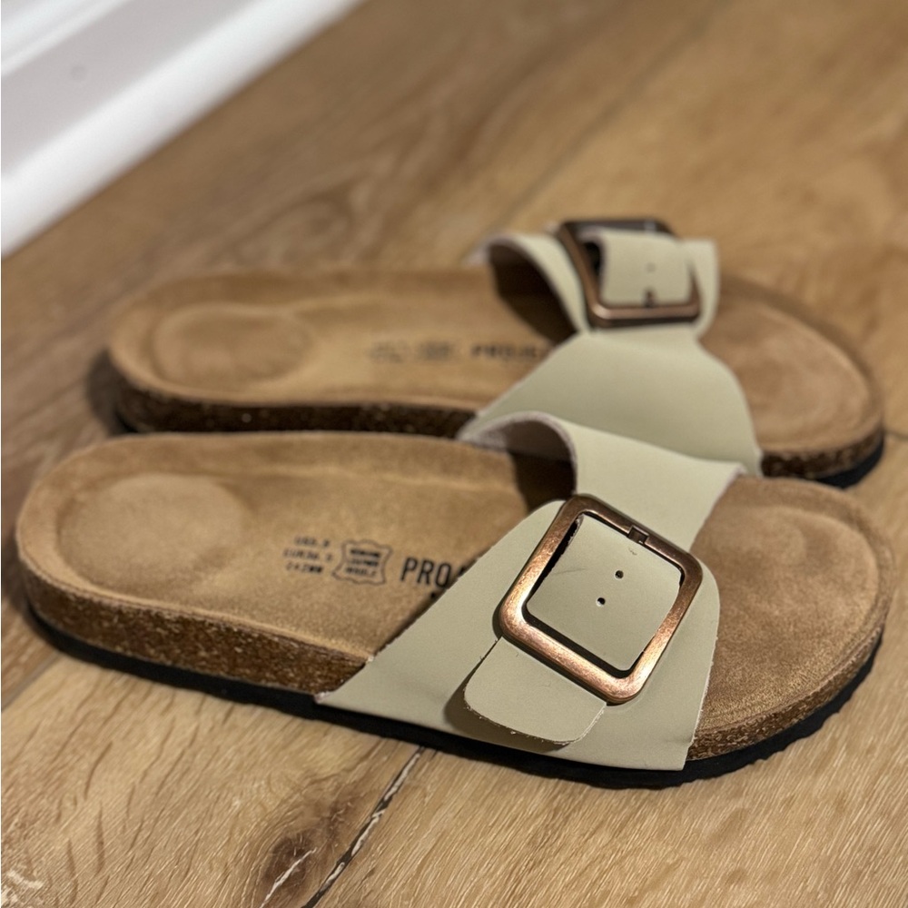 Stylish Cream Sandals with Buckle